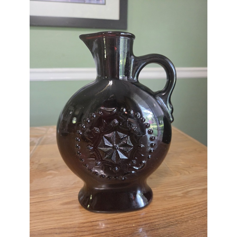 Amethyst Decanter with Star Motif and Handle 8 3/4" Tall No Stopper
